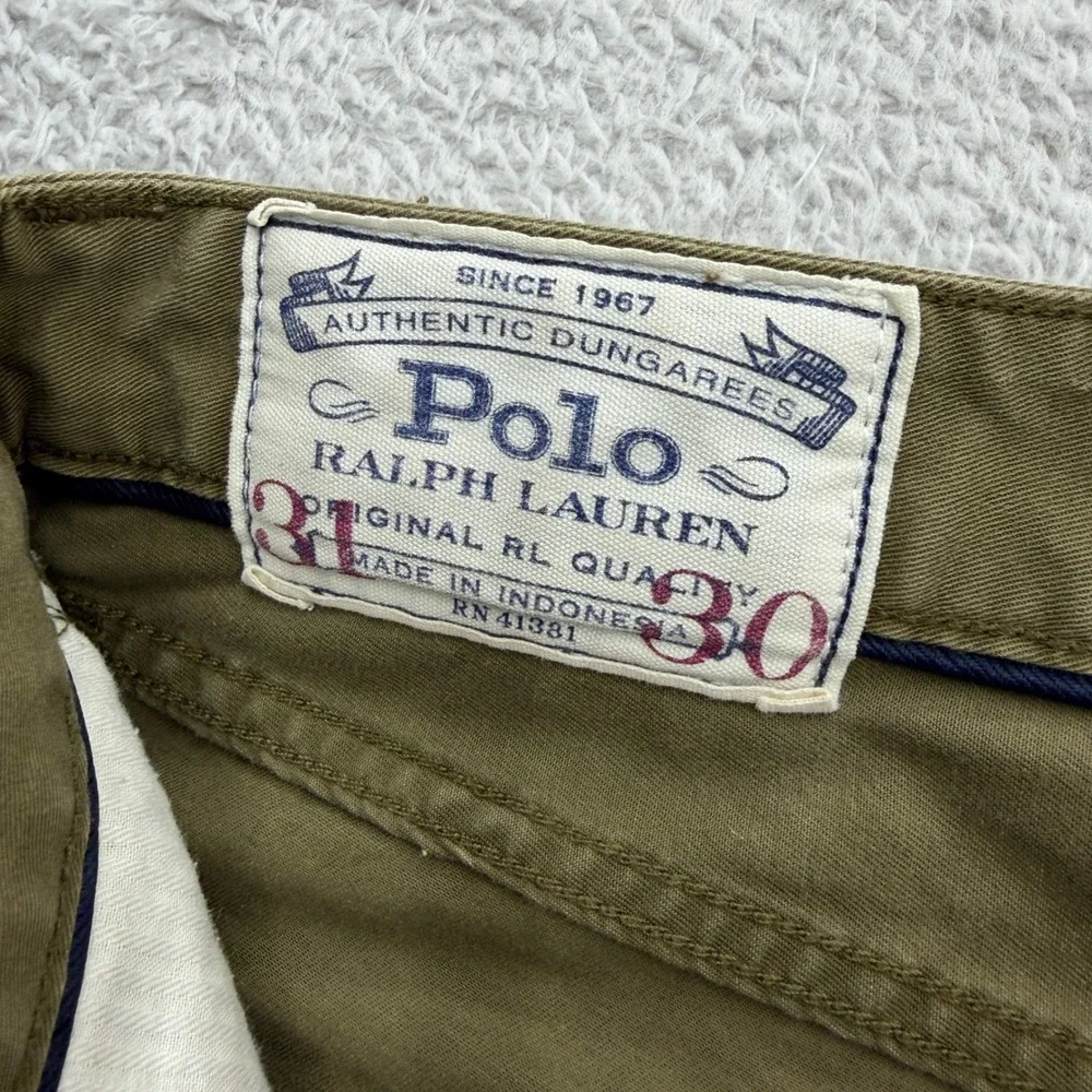Polo Ralph Lauren Mens Olive Green Authentic Dungarees Straight Pants 31x30
